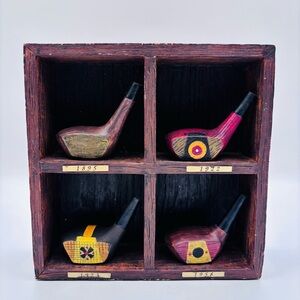 Russ Berrie & Co Miniature Golf Wood Heads- History Shadow Box Display